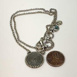 Designer Lucky Brand SIlver-Tone Link Chain Round Shape Pendant Necklace alternative image