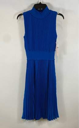 NWT Nanette Lepore Womens Blue Pleated Smocked Waist Fit & Flare Dress Size 4