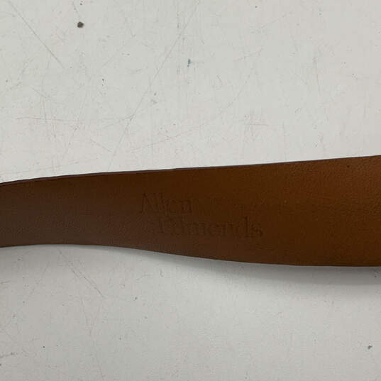 NWT Mens 35016 Brown Leather Adjustable Metal Buckle Waist Belt Size 38 image number 9