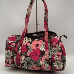 Vera Bradley Womens Pink Brown Floral Mocha Rouge Double Handle Duffle Bag