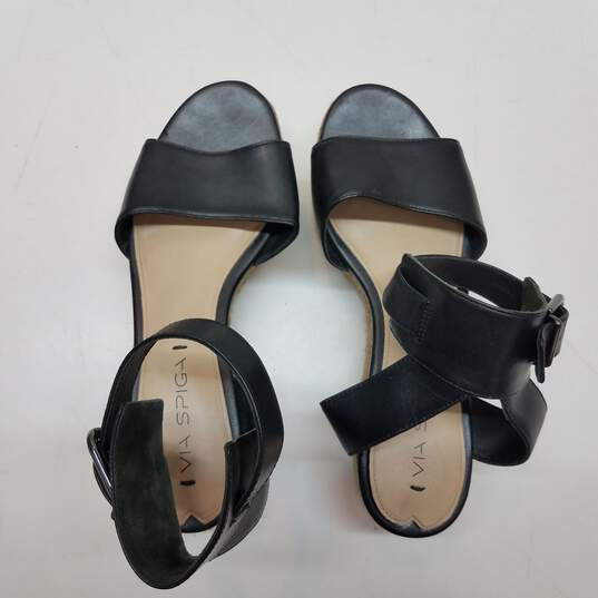 Via Spiga Women's Black Leather Nemy Platform Sandals Size 6 image number 4