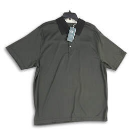 NWT Mens Black Spread Collar Short Sleeve Polo Shirt Size 1XB