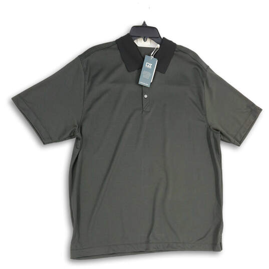 NWT Mens Black Spread Collar Short Sleeve Polo Shirt Size 1XB image number 1