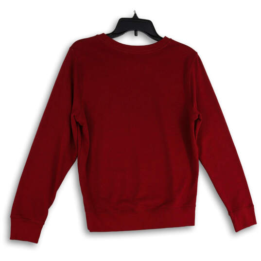 Womens Red Crew Neck Long Sleeve Pullover Sweatshirt Size Medium image number 2