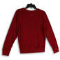 Womens Red Crew Neck Long Sleeve Pullover Sweatshirt Size Medium image number 2