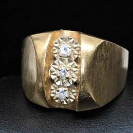 14K Yellow Gold Three Diamond Accent Men's Ring Size 10.75 - 9.5g alternative image
