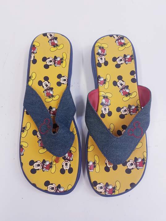 Disney Mickey Mouse Wedge Flip Flop Sandals Denim Straps Men US XL 11-12 image number 6