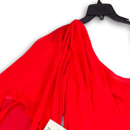 NWT Womens Red Side Zip Asymmetrical Off The Shoulder Mini Dress Size 14 alternative image