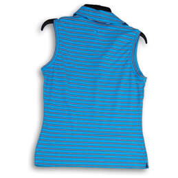 Womens Blue Striped Sleeveless Collared Side Slit Pullover Polo Shirt Size S alternative image