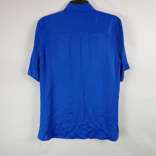 Zara Women Blue Short Sleeve Button Up Shirt NWT sz S image number 2