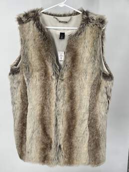 White House Black Market Womens Brown Faux Fur Vest Size Large T-0503687-T