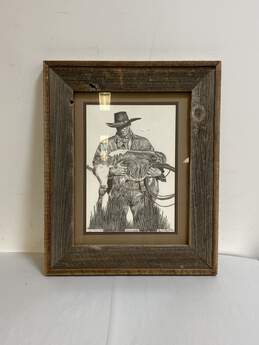 Where's Mama? Cowboy Rustic Print by Glen S. Powell Signed Realism Matted Framed