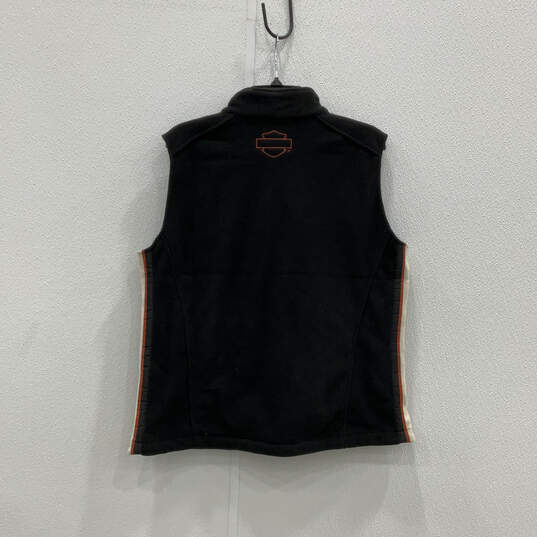 NWT Womens Black Sleeveless Pockets Fleece Full-Zip Motorcycle Vest Size XL image number 2