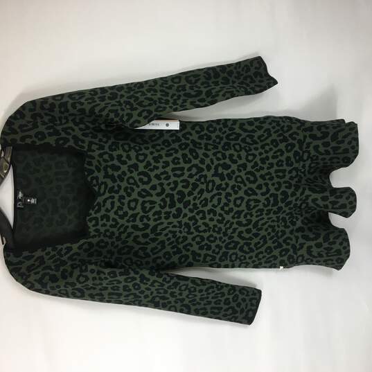 Aqua Women Green Black Cheetah Animal Print Dress L NWT image number 1