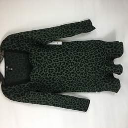Aqua Women Green Black Cheetah Animal Print Dress L NWT
