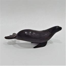 VTG Carved Ironwood Sea Lion Seal Sculpture 12 Inch