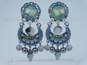 Ayala Bar Silvertone Metal Blue & Clear Glass & Agate Magic Potion Melania Drop Post Earrings 6g image number 3