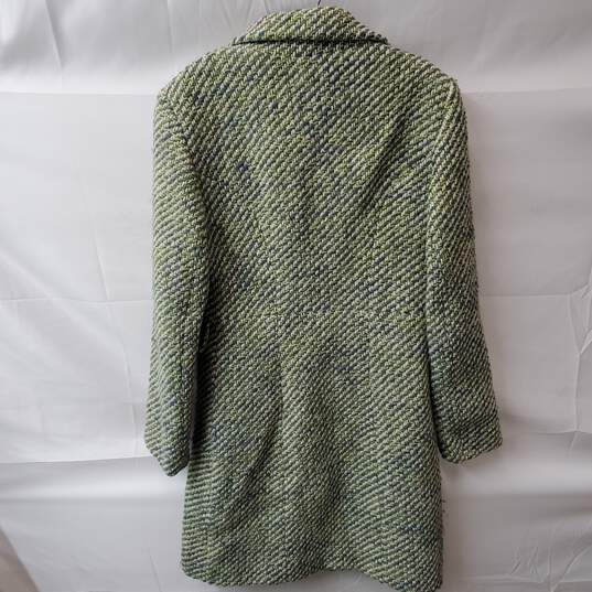 DKNY Green Knit Wool Blend Button Down Trench Coat Size 12 image number 2