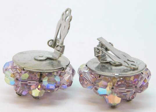 Vintage Clear & Colorful Icy Aurora Borealis Clip-On Earrings Necklace Brooch & Stretch Bracelet 146.1g image number 7