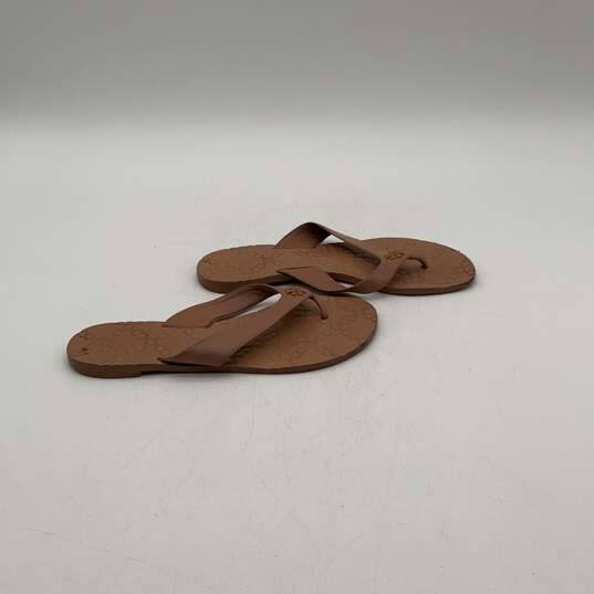 Womens Monroe Tan Leather Open Toe Slip-On Flat Thong Sandals Size 6 M image number 2