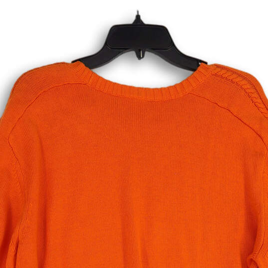 Womens Orange Knitted Long Sleeve Crew Neck Pullover Sweater Size 6 image number 4