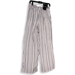 Womens Gray White Striped Elastic Waist Straight Leg Palazzo Pants Size 4 alternative image