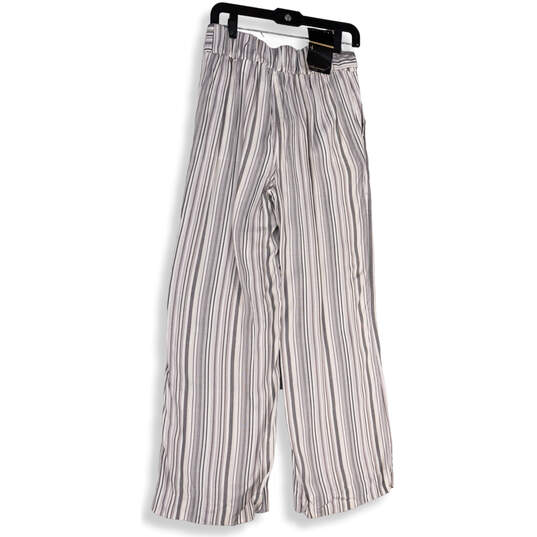 Womens Gray White Striped Elastic Waist Straight Leg Palazzo Pants Size 4 image number 2