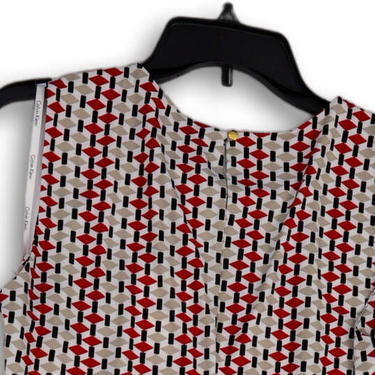 Womens Multicolor Geometric Round Neck Sleeveless Pullover Blouse Top Sz M image number 4
