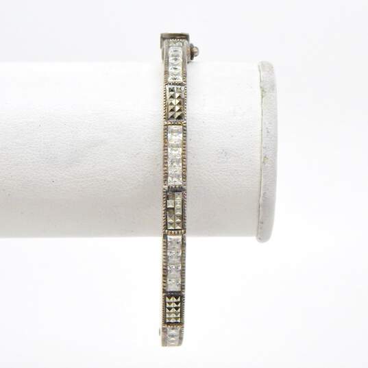 Judith Jack 925 Marcasite Cross Pendant Necklace CZ Hinged Bangle &  Ring image number 3