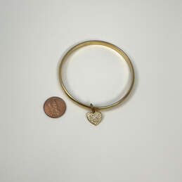 Designer Coach Gold-Tone Heart Shape Charm Rhinestone Bangle Bracelet