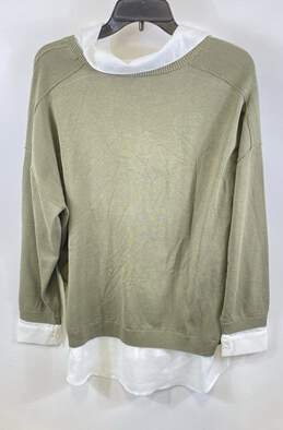 Adrianna Papell Womens Green Long Sleeve Collared Layered Sweater Shirt Size L alternative image