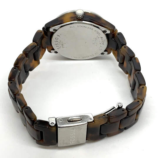 Designer Fossil ES-2680 Brown Faux Tortoise Bracelet Analog Wristwatch image number 3