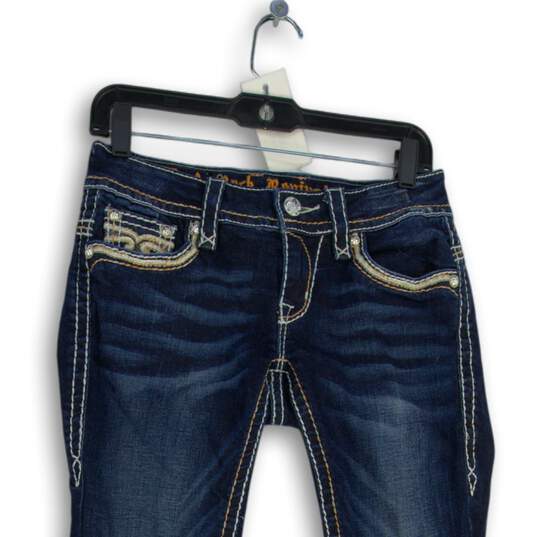 Rock Revival Womens Blue Denim Medium Wash 5-Pocket Design Skinny Jeans Size 27 image number 3
