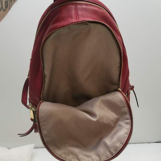 Michael Kors Leather Rhea Zip Medium Backpack Red image number 5