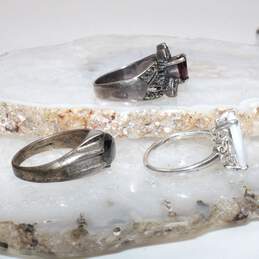 Bundle Of 3 Sterling Silver Stone Rings (Size 9.25, 9.50, 10.25) - 17.1g alternative image