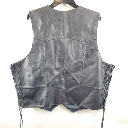 Unbranded Men Black Lace Leather Vest Jacket 3XL NWT image number 2
