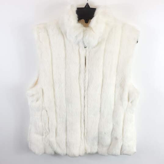 Unbranded Women White Faux Fur Vest M/L image number 1