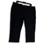 Womens Black Flat Front Pockets Straight Leg Cropped Pants Size 18 image number 1