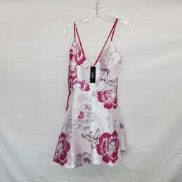 Lulus Pink & Silver Floral Metallic Lined Sleeveless Fit & Flare Dress WM Size M NWT