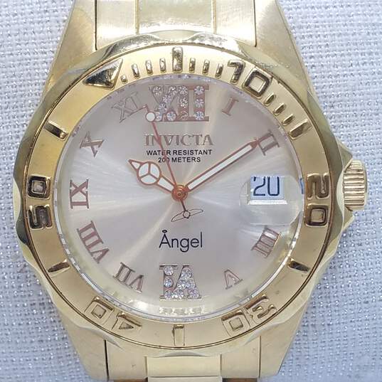 Invicta Swiss 14397 38mm WR 200M Angel Gold Metal Dial Lady's Date Watch 104.0g image number 1