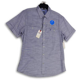 NWT Mens Blue Saltwater Collared Short Sleeve Button-Up Shirt Size Large