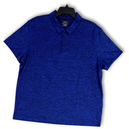 Mens Blue Heather Short Sleeve Stretch Spread Collar Golf Polo Shirt Sz XL