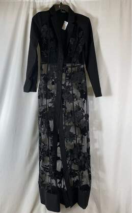 NWT Akira Womens Black Floral Lace Long Sleeve Collared Maxi Dress Size Small