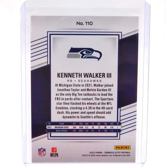 2022 Kenneth Walker III Panini Elite Rookie Seattle Seahawks image number 3