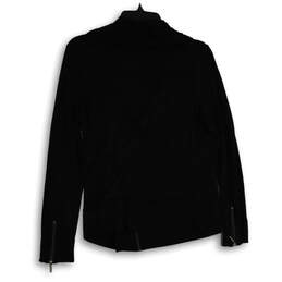Womens Black Long Sleeve Asymmetrical Zip Moto Jacket Size Medium alternative image