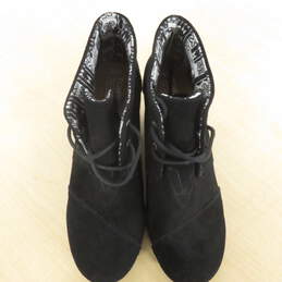 Black Suede Desert Wedge Heel Ankle Boots Booties alternative image