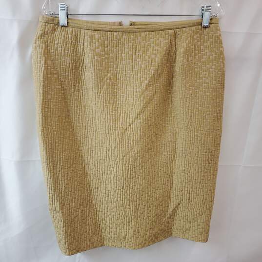 Gold Color Blazer and Pencil Skirt Two Piece Set Size 10 image number 3