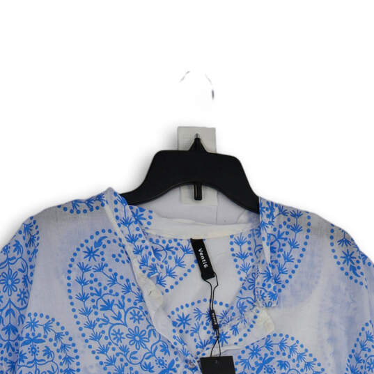 NWT Womens Blue White Paisley Long Sleeve Button Front Blouse Top Size S image number 3