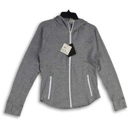 NWT Womens Gray Long Sleeve Hooded Full-Zip Activewear Jacket Size Large