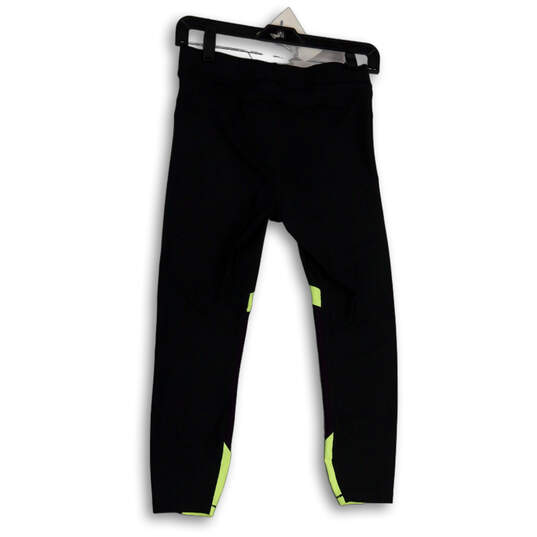 Womens Black Green Elastic Waist Pull-On Compression Leggings Size Medium image number 2